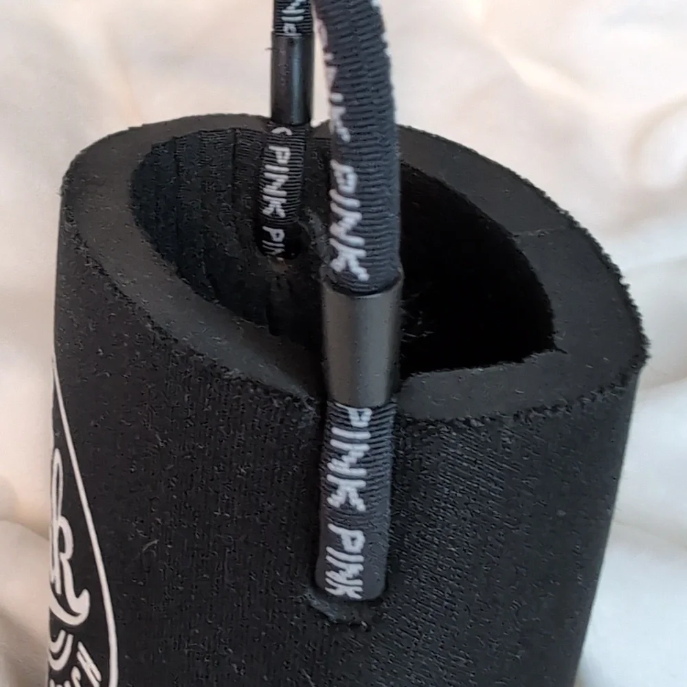 Victoria’s Secret Pink Black Coozie Drink Holder with Strap VACATION READY